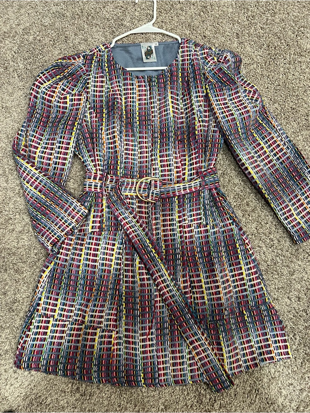 QUEEN OF SPARKLES Multicolor Grid Belted Dress